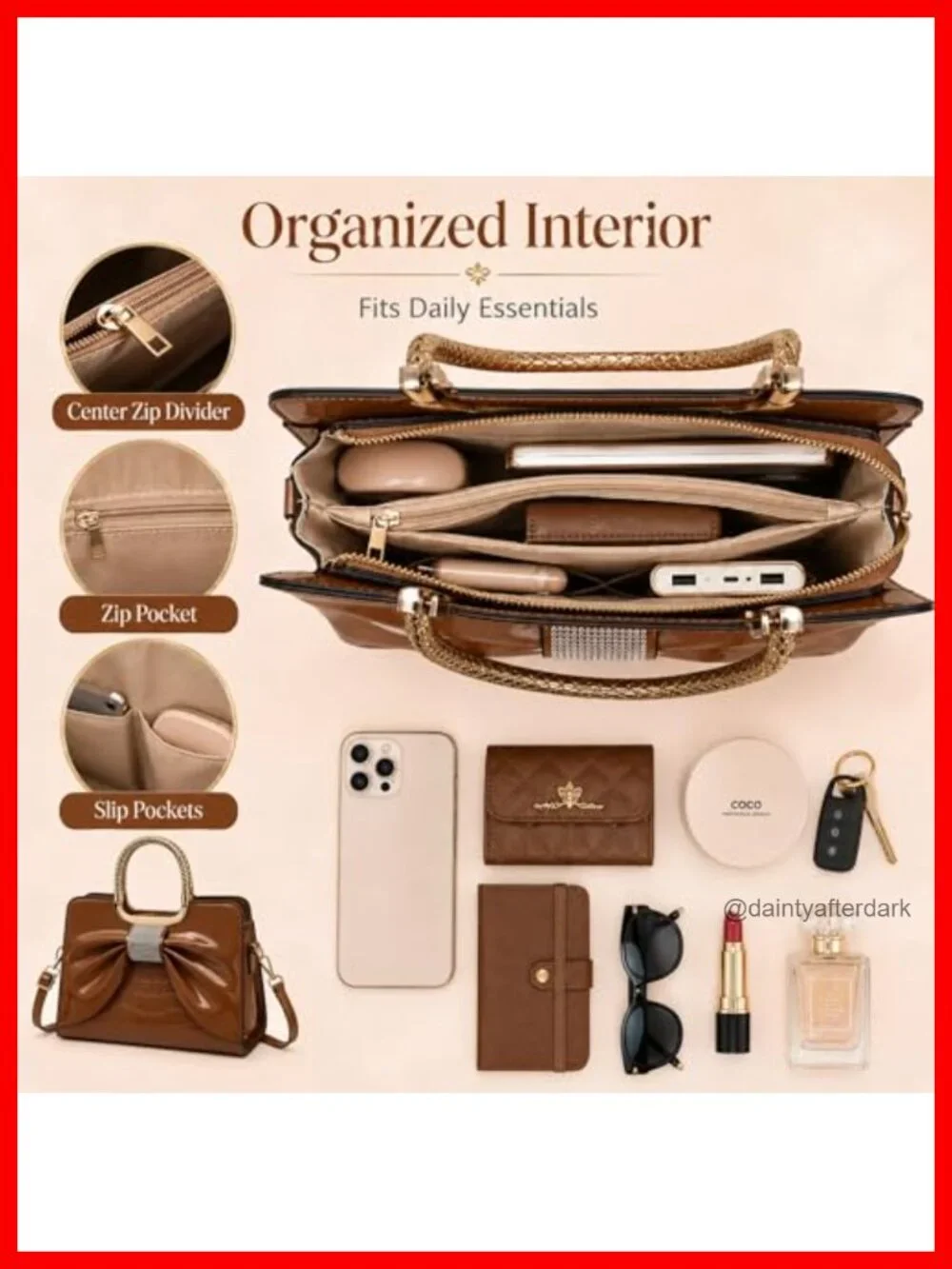 Women's Glossy Patent Leather Top Handle Satchel Medium Structured Handbag